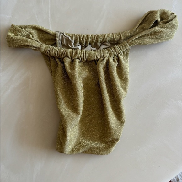 NWT Weworewhat Ruched cheeky bottom in pale gold - Picture 6 of 6